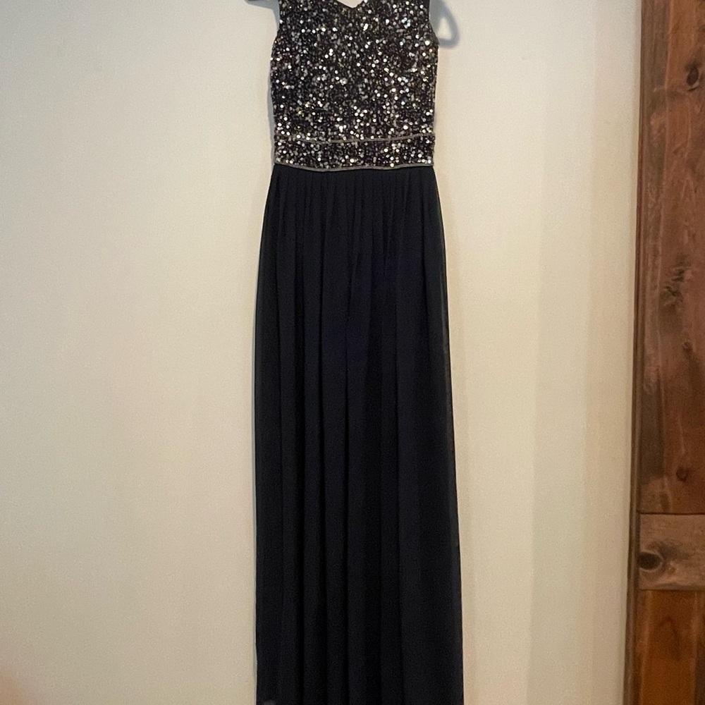 Blue Sequin Embellished Halter Maxi Dress